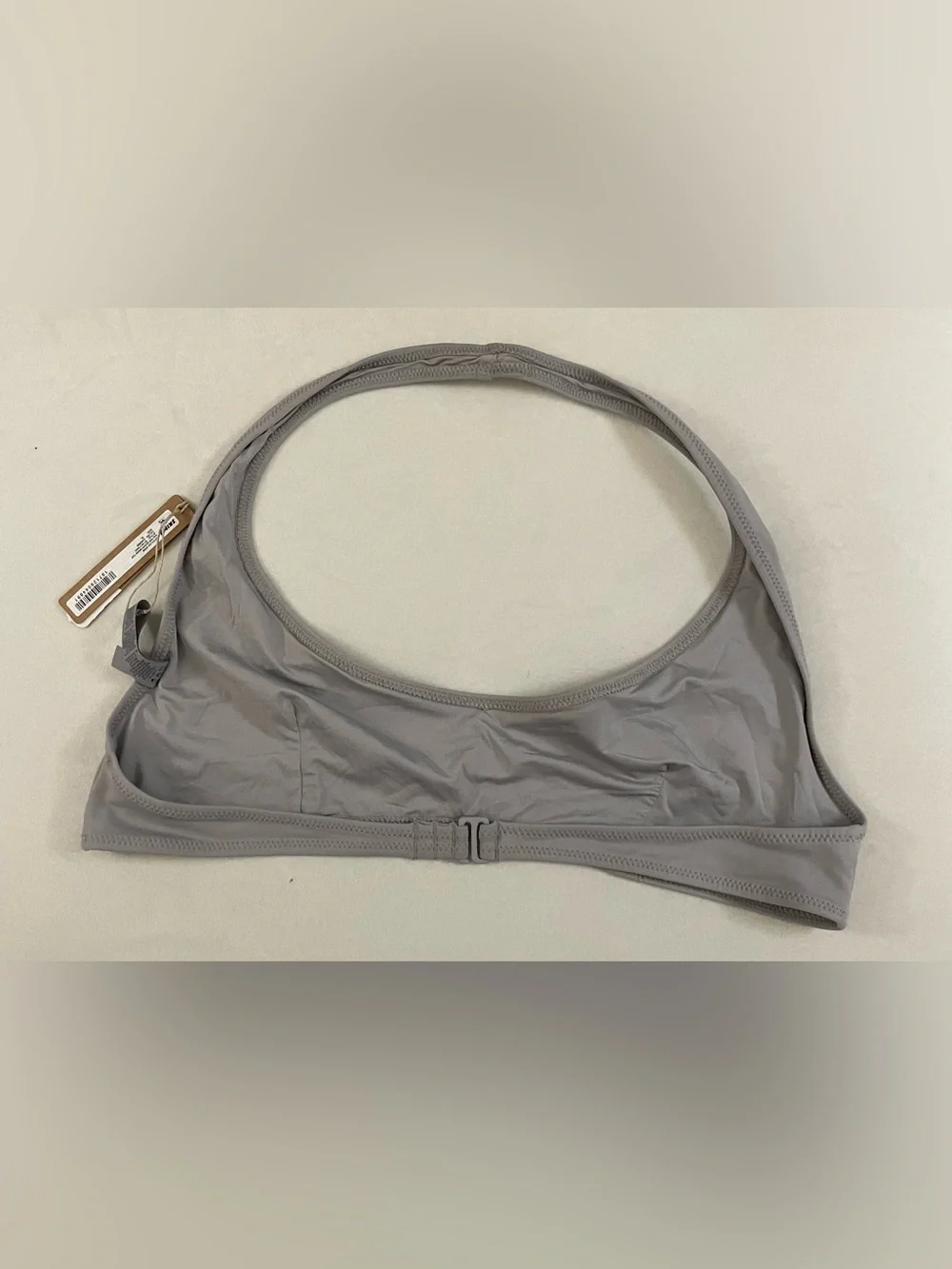 Skims NWT Halter Scoop Bikini Top in Light Chrome Grey Size XL